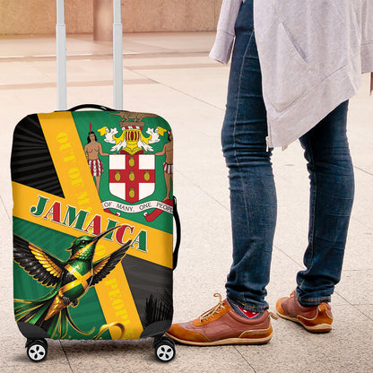 Jamaica Independence Day Luggage Cover Coat Of Arms With Doctor Bird Tropical Vibes