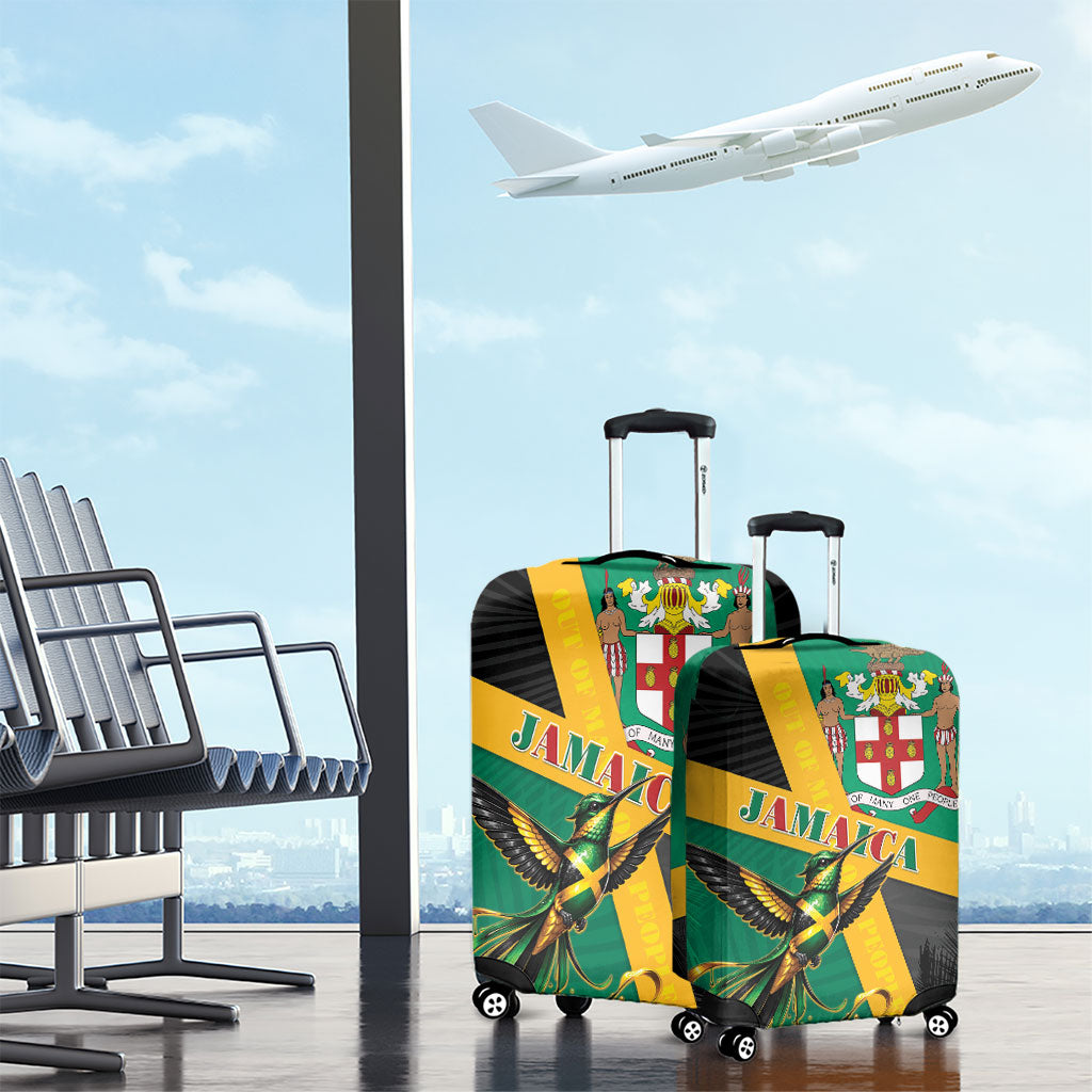 Jamaica Independence Day Luggage Cover Coat Of Arms With Doctor Bird Tropical Vibes