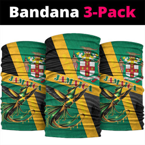 Jamaica Independence Day Neck Gaiter Coat Of Arms With Doctor Bird Tropical Vibes