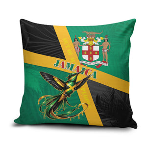 Jamaica Independence Day Pillow Cover Coat Of Arms With Doctor Bird Tropical Vibes