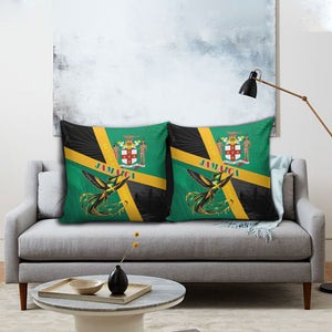Jamaica Independence Day Pillow Cover Coat Of Arms With Doctor Bird Tropical Vibes