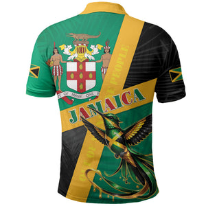 Jamaica Independence Day Polo Shirt Coat Of Arms With Doctor Bird Tropical Vibes