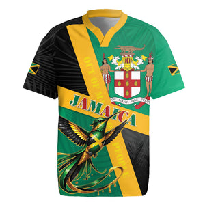 Jamaica Independence Day Rugby Jersey Coat Of Arms With Doctor Bird Tropical Vibes