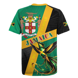 Jamaica Independence Day Rugby Jersey Coat Of Arms With Doctor Bird Tropical Vibes