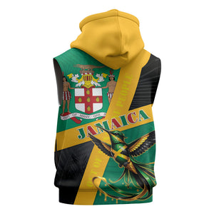 Jamaica Independence Day Sleeveless Hoodie Coat Of Arms With Doctor Bird Tropical Vibes