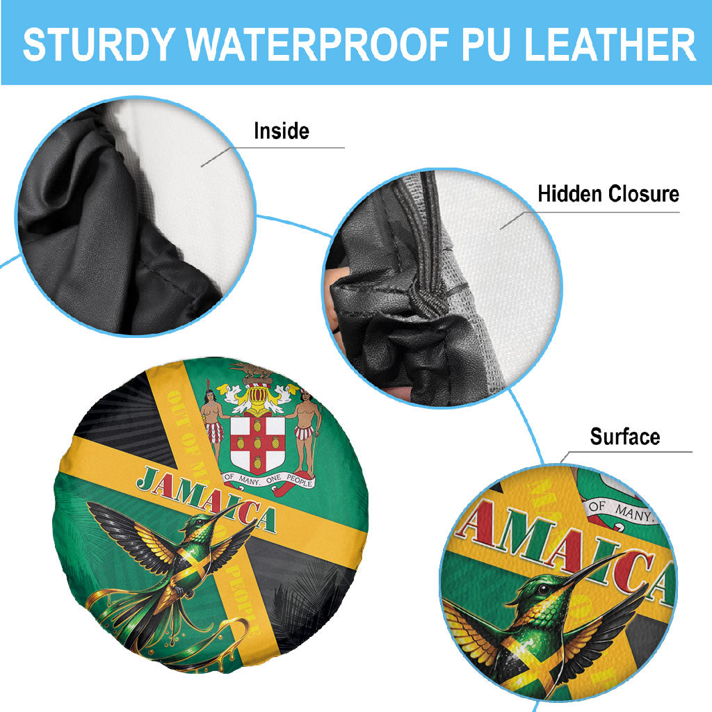 Jamaica Independence Day Spare Tire Cover Coat Of Arms With Doctor Bird Tropical Vibes