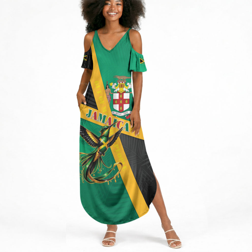 Jamaica Independence Day Summer Maxi Dress Coat Of Arms With Doctor Bird Tropical Vibes