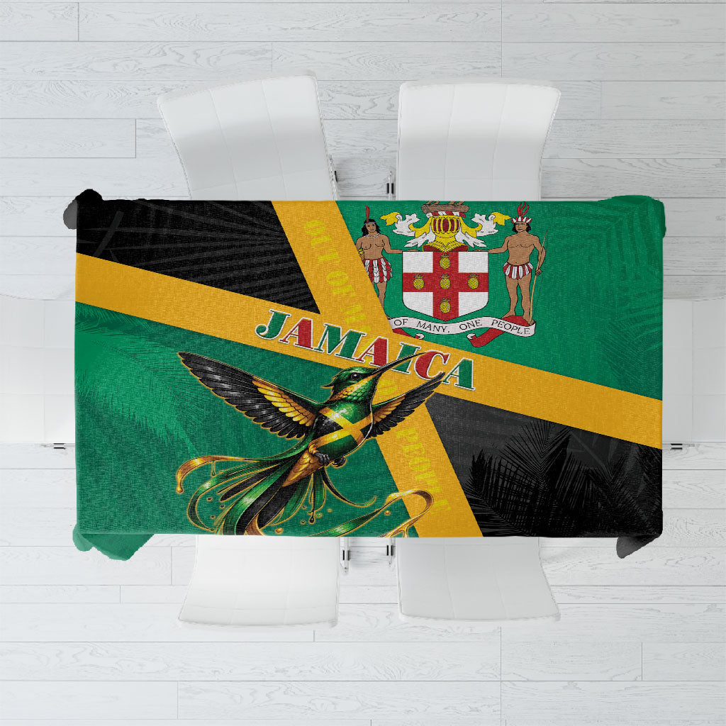 Jamaica Independence Day Tablecloth Coat Of Arms With Doctor Bird Tropical Vibes