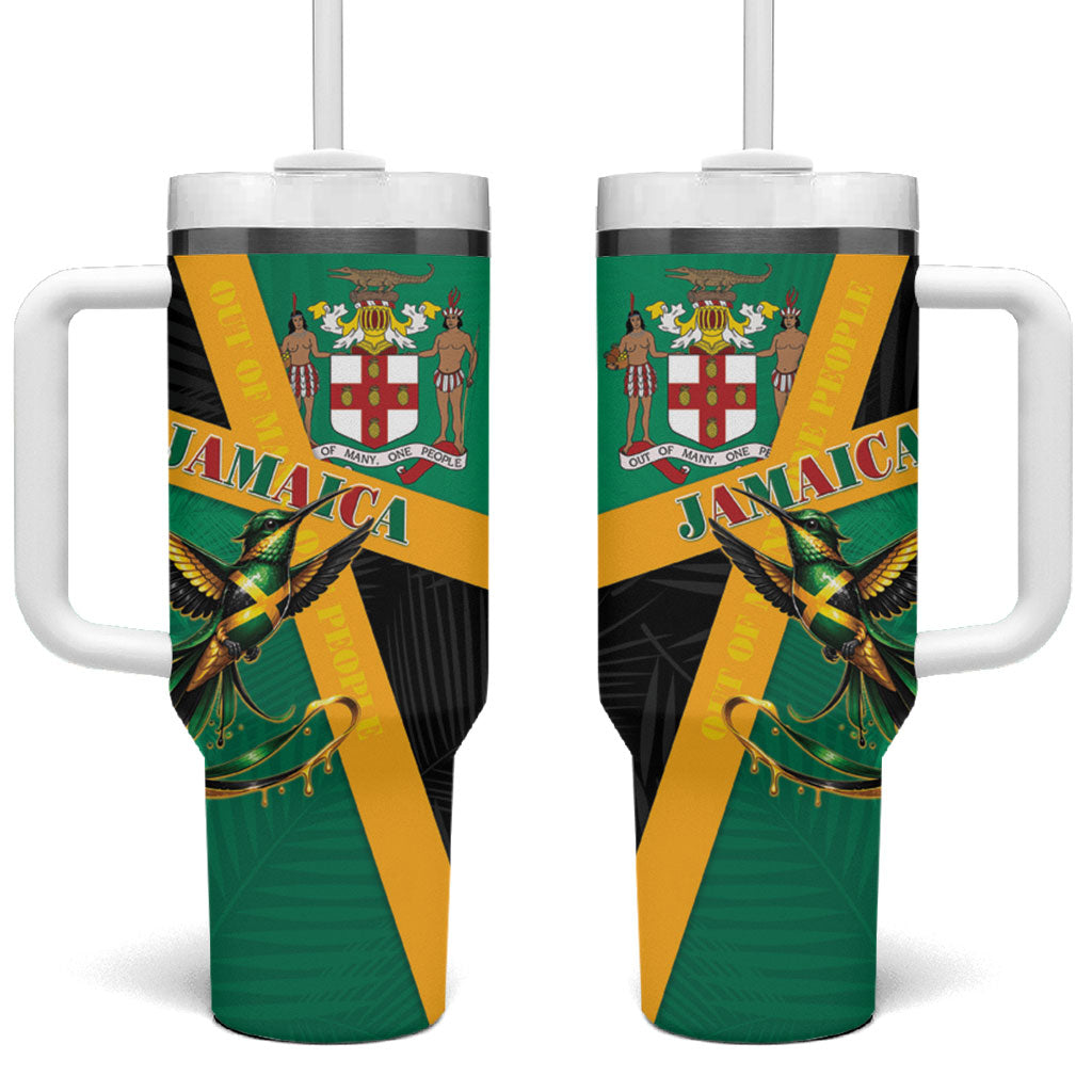 Jamaica Independence Day Tumbler With Handle Coat Of Arms With Doctor Bird Tropical Vibes