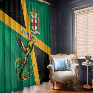 Jamaica Independence Day Window Curtain Coat Of Arms With Doctor Bird Tropical Vibes