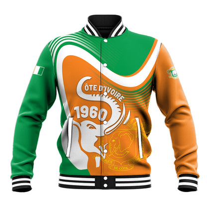 Personalized Ivory Coast 1960 Baseball Jacket Happy Independence Day