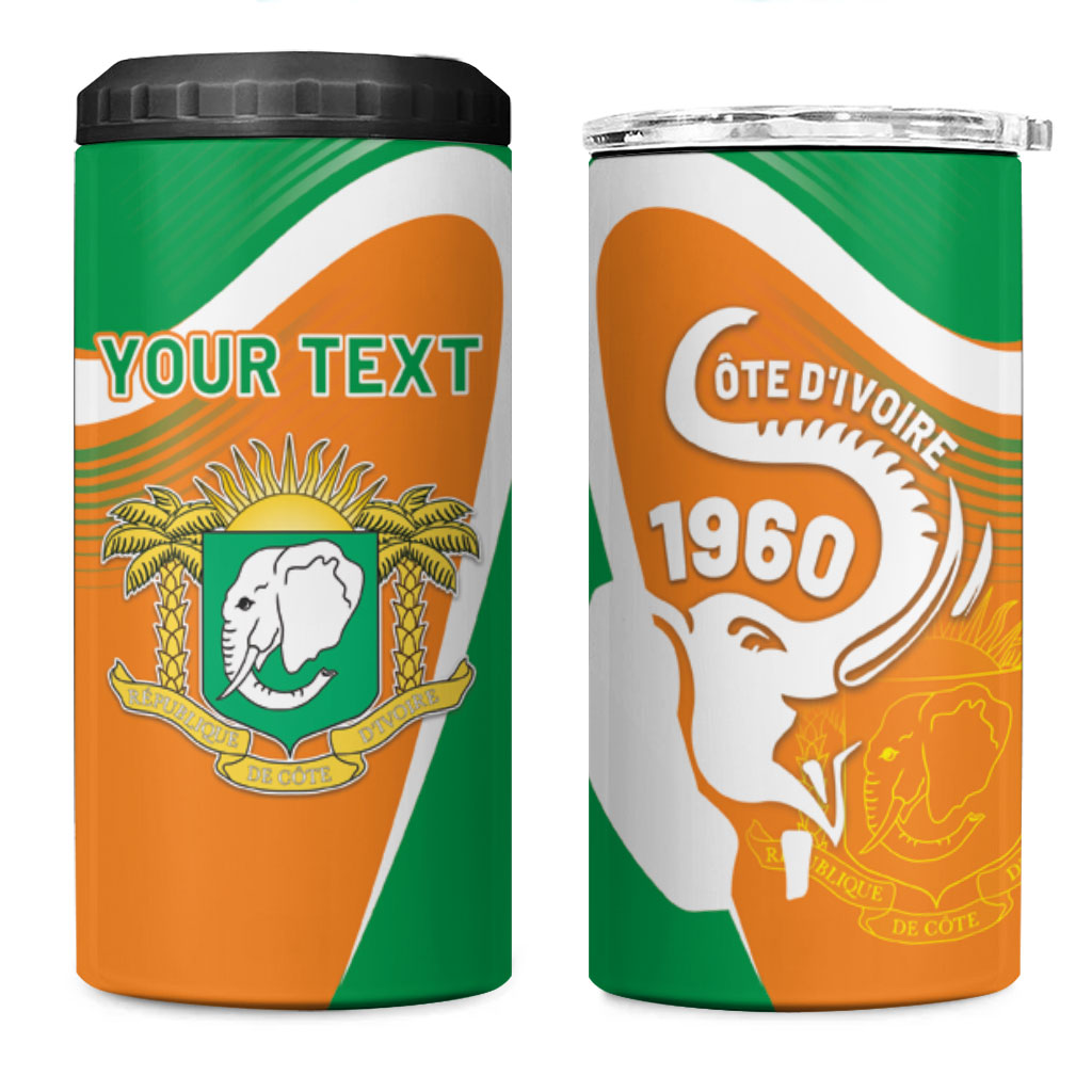 Personalized Ivory Coast 1960 4 in 1 Can Cooler Tumbler Happy Independence Day