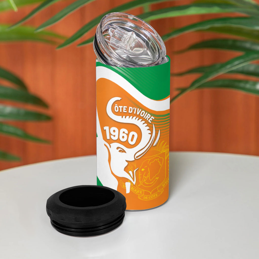 Personalized Ivory Coast 1960 4 in 1 Can Cooler Tumbler Happy Independence Day