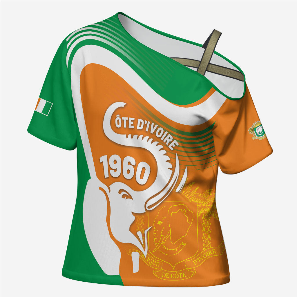 Personalized Ivory Coast 1960 Cross Shoulder Shirt Happy Independence Day