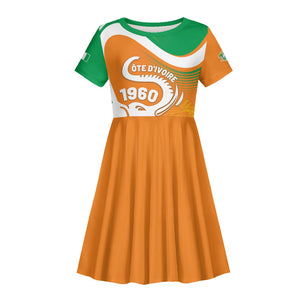 Personalized Ivory Coast 1960 Kid Short Sleeve Dress Happy Independence Day