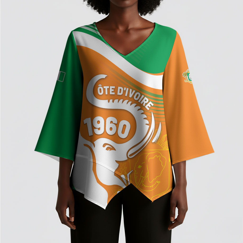 Personalized Ivory Coast 1960 Kimono Sleeve Blouse Happy Independence Day