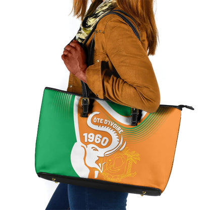 Ivory Coast 1960 Leather Tote Bag Happy Independence Day