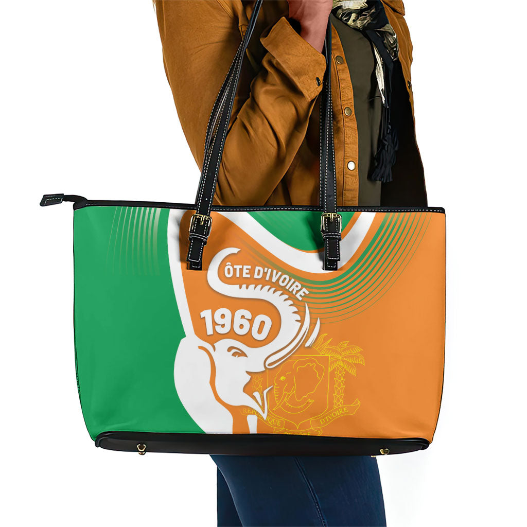 Ivory Coast 1960 Leather Tote Bag Happy Independence Day