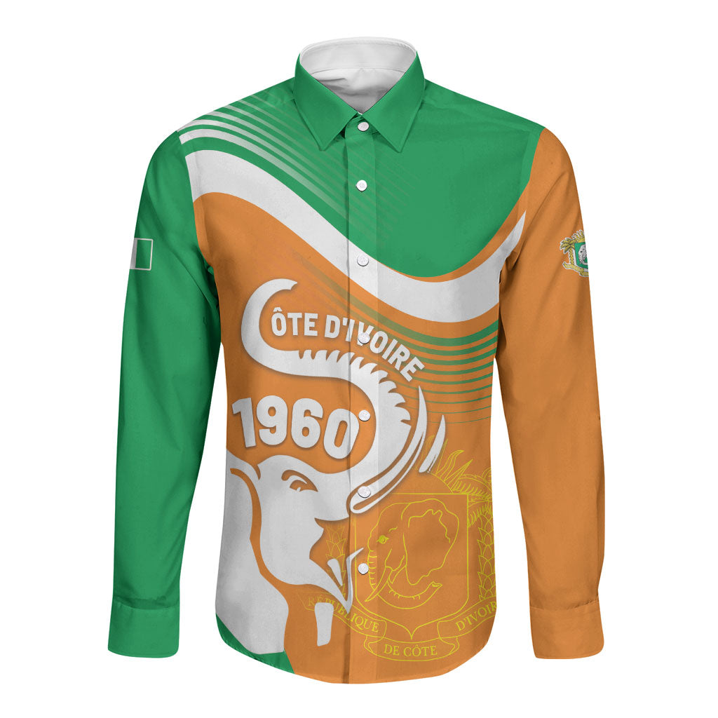 Personalized Ivory Coast 1960 Long Sleeve Button Shirt Happy Independence Day