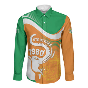 Personalized Ivory Coast 1960 Long Sleeve Button Shirt Happy Independence Day