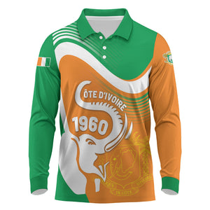 Personalized Ivory Coast 1960 Long Sleeve Polo Shirt Happy Independence Day