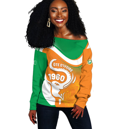 Personalized Ivory Coast 1960 Off Shoulder Sweater Happy Independence Day