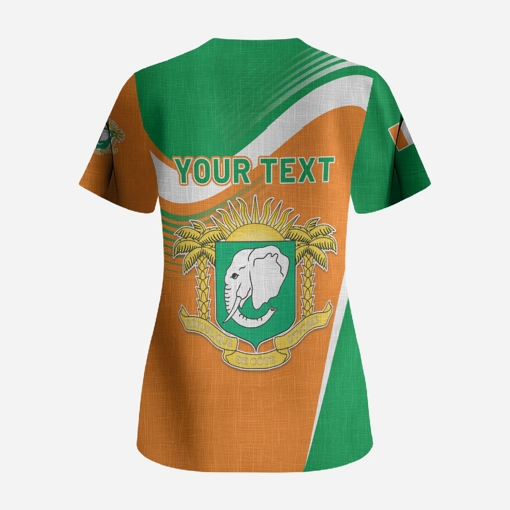Personalized Ivory Coast 1960 Scrub Top Happy Independence Day