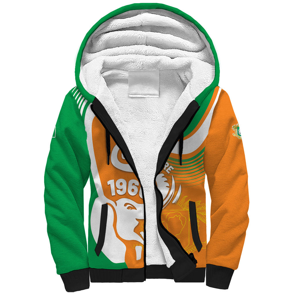 Personalized Ivory Coast 1960 Sherpa Hoodie Happy Independence Day
