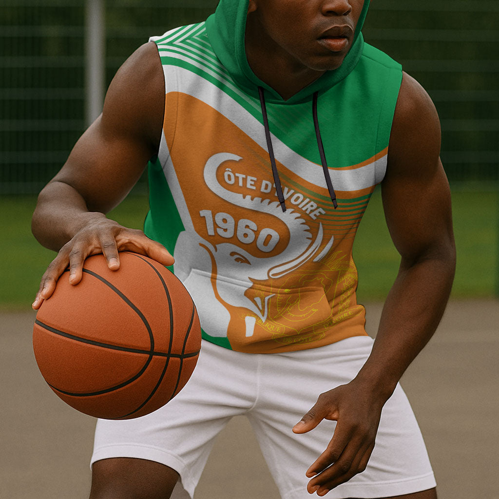 Personalized Ivory Coast 1960 Sleeveless Hoodie Happy Independence Day