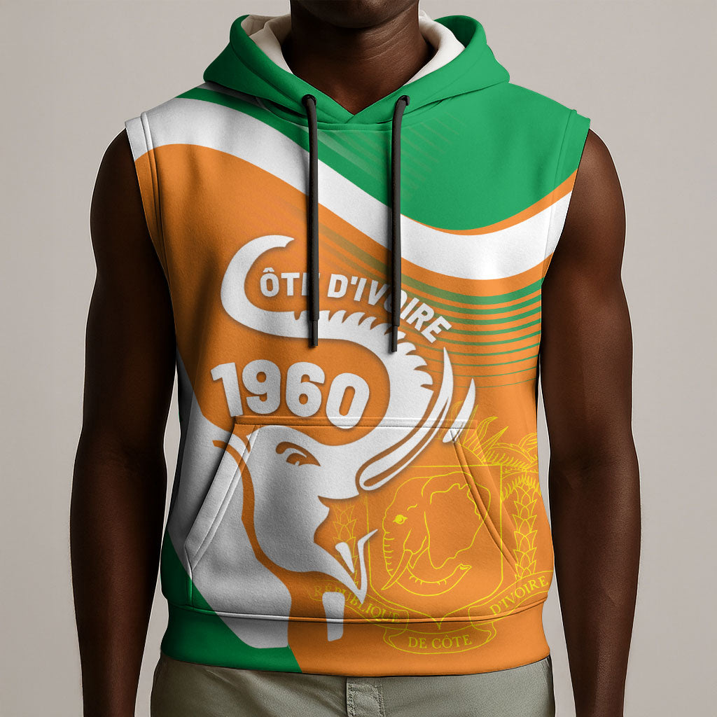 Personalized Ivory Coast 1960 Sleeveless Hoodie Happy Independence Day