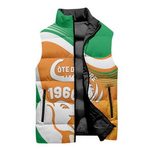 Personalized Ivory Coast 1960 Sleeveless Puffer Jacket Happy Independence Day