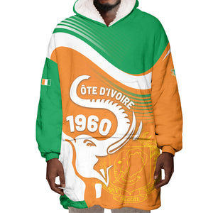 Personalized Ivory Coast 1960 Wearable Blanket Hoodie Happy Independence Day