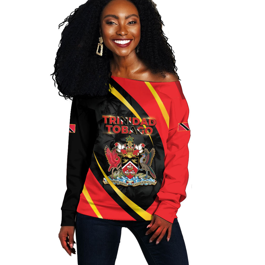 Trinidad And Tobago Independence Day Off Shoulder Sweater Two Islands One Nation Endless Pride