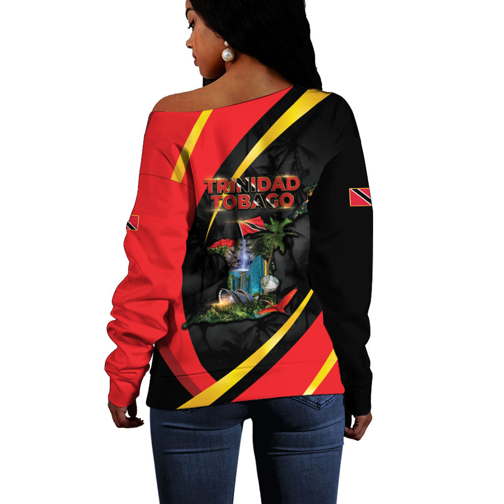 Trinidad And Tobago Independence Day Off Shoulder Sweater Two Islands One Nation Endless Pride