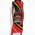 Trinidad And Tobago Independence Day Short Sleeve Bodycon Dress Two Islands One Nation Endless Pride