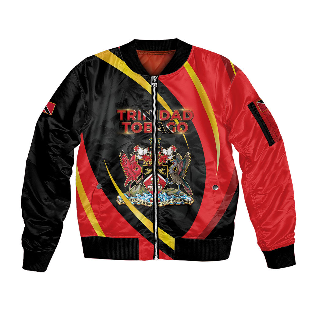 Trinidad And Tobago Independence Day Sleeve Zip Bomber Jacket Two Islands One Nation Endless Pride