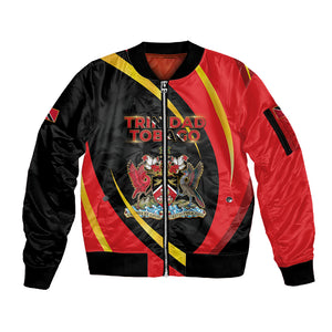 Trinidad And Tobago Independence Day Sleeve Zip Bomber Jacket Two Islands One Nation Endless Pride