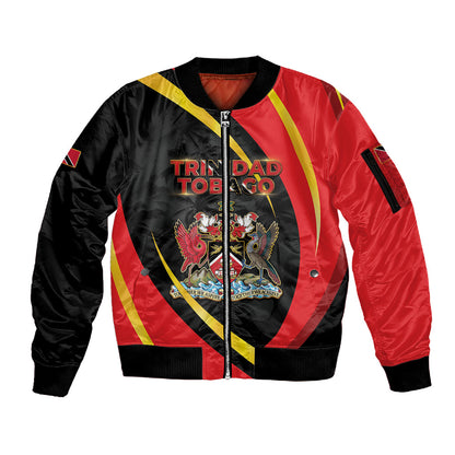 Trinidad And Tobago Independence Day Sleeve Zip Bomber Jacket Two Islands One Nation Endless Pride