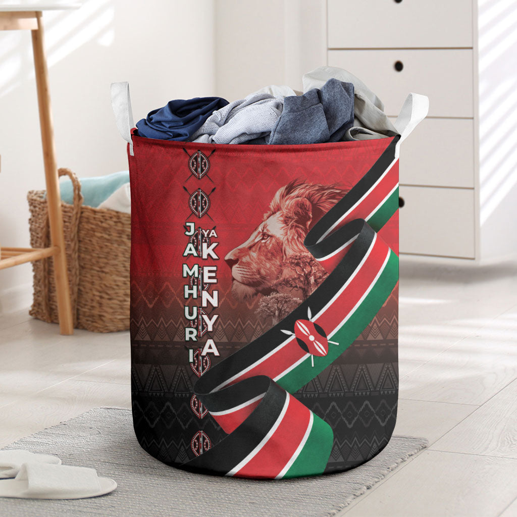 Jamhuri Ya Kenya Laundry Basket Patriotic Lion With Flag