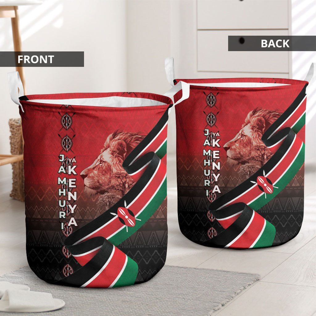 Jamhuri Ya Kenya Laundry Basket Patriotic Lion With Flag