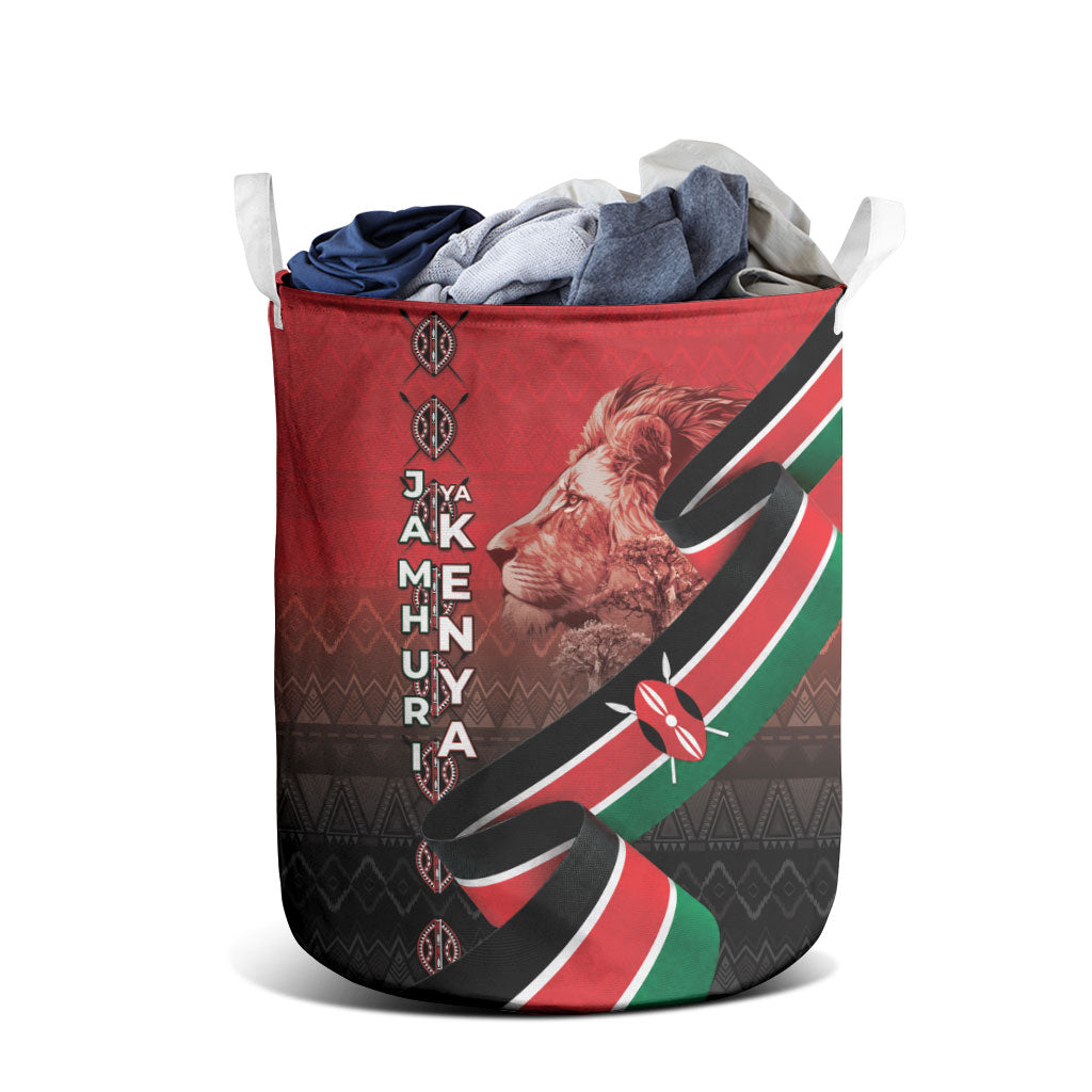Jamhuri Ya Kenya Laundry Basket Patriotic Lion With Flag