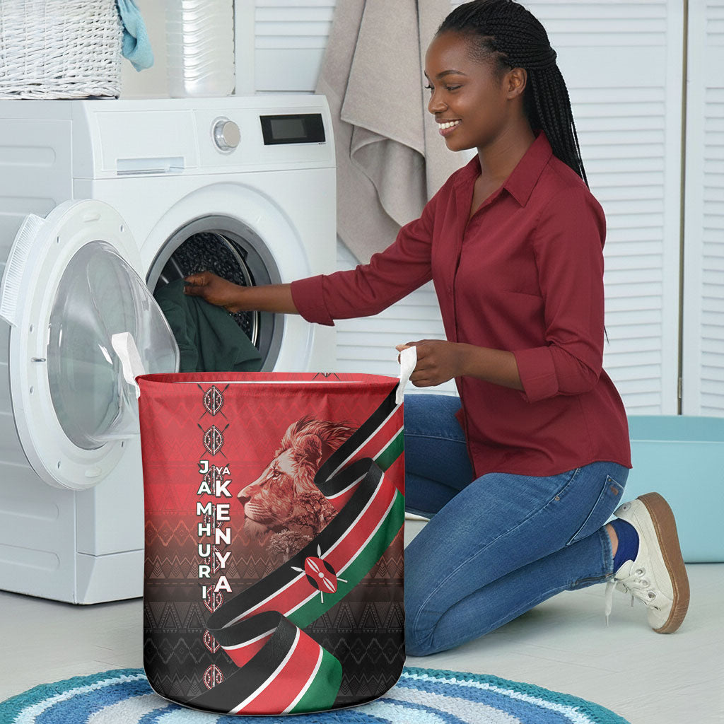 Jamhuri Ya Kenya Laundry Basket Patriotic Lion With Flag