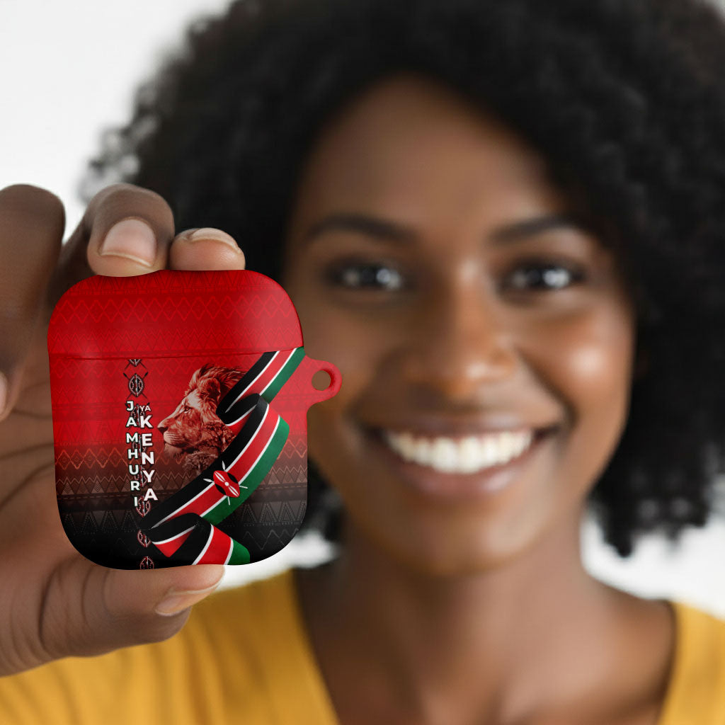 Jamhuri Ya Kenya AirPods Case Patriotic Lion With Flag