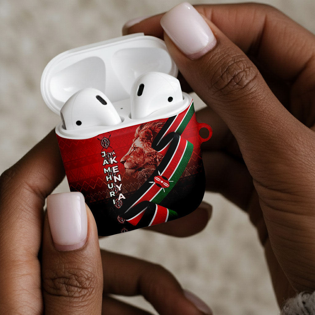 Jamhuri Ya Kenya AirPods Case Patriotic Lion With Flag