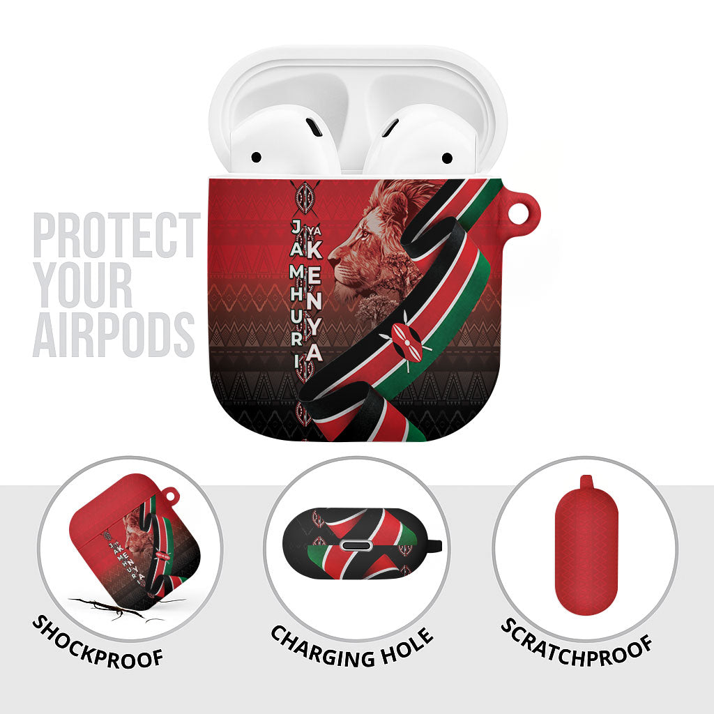 Jamhuri Ya Kenya AirPods Case Patriotic Lion With Flag