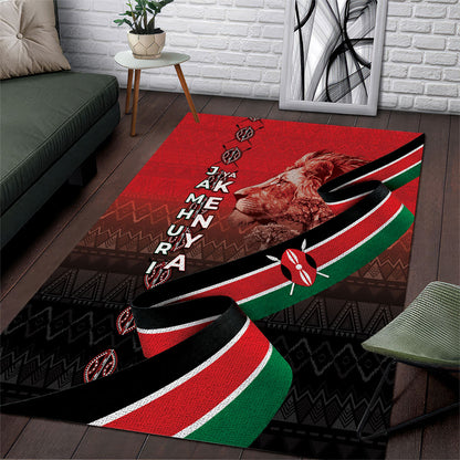 Jamhuri Ya Kenya Area Rug Patriotic Lion With Flag