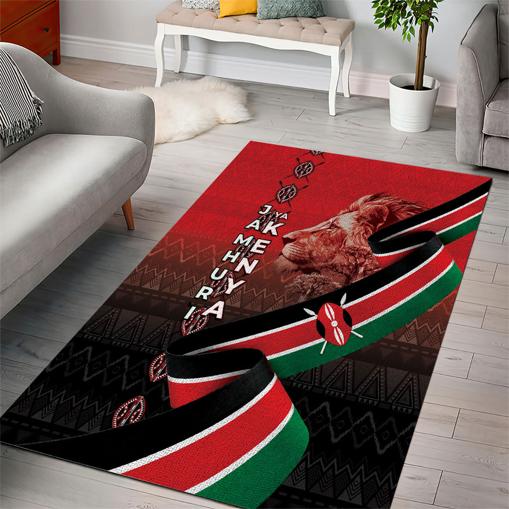 Jamhuri Ya Kenya Area Rug Patriotic Lion With Flag