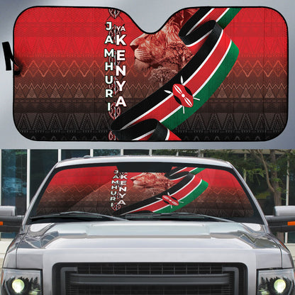 Jamhuri Ya Kenya Auto Sun Shade Patriotic Lion With Flag