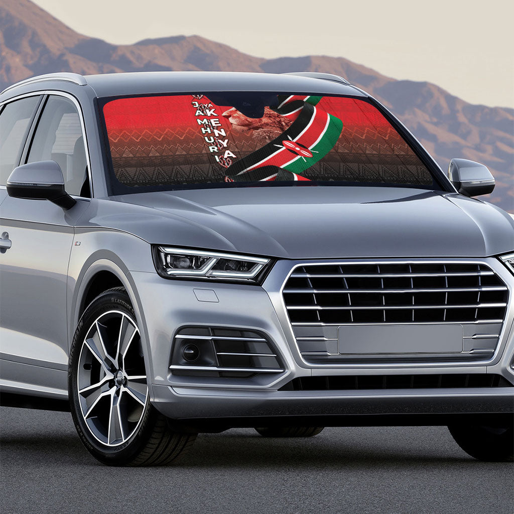 Jamhuri Ya Kenya Auto Sun Shade Patriotic Lion With Flag