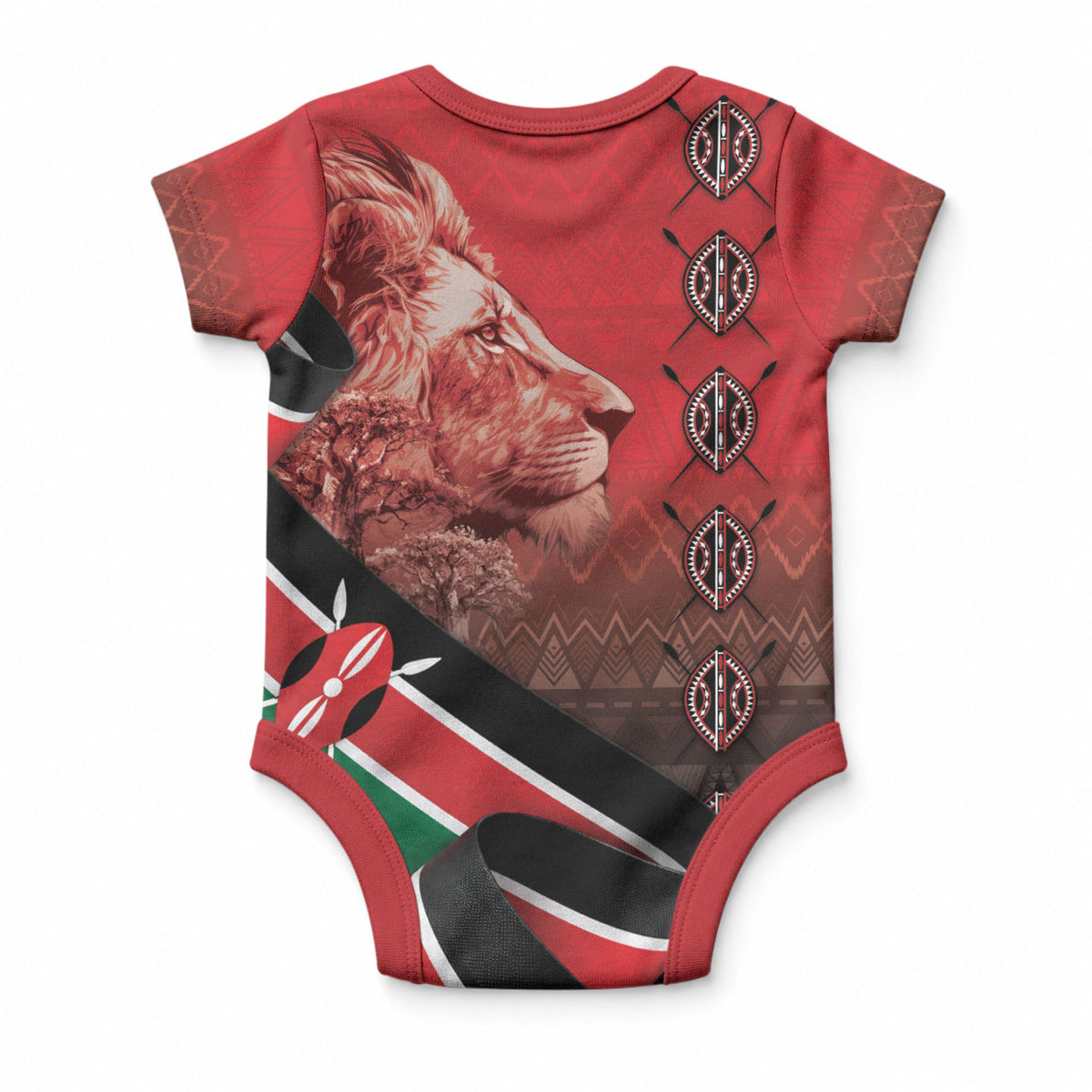 Jamhuri Ya Kenya Baby Onesie Patriotic Lion With Flag